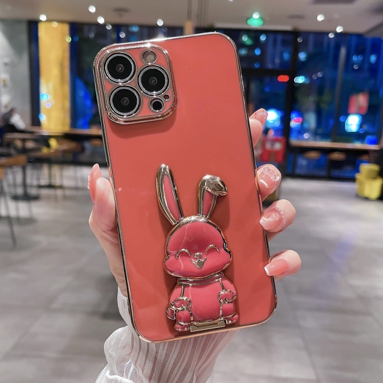 For iPhone 15 Pro Plating Rabbit Holder Phone Case(Red) - HoMEdemic™ 