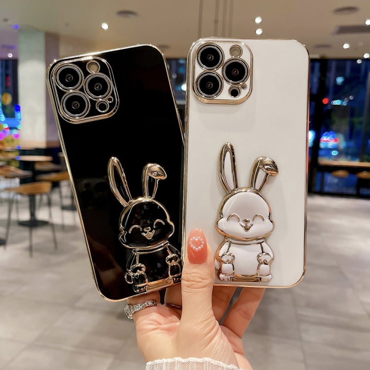 For iPhone 15 Pro Plating Rabbit Holder Phone Case(Red) - HoMEdemic™ 