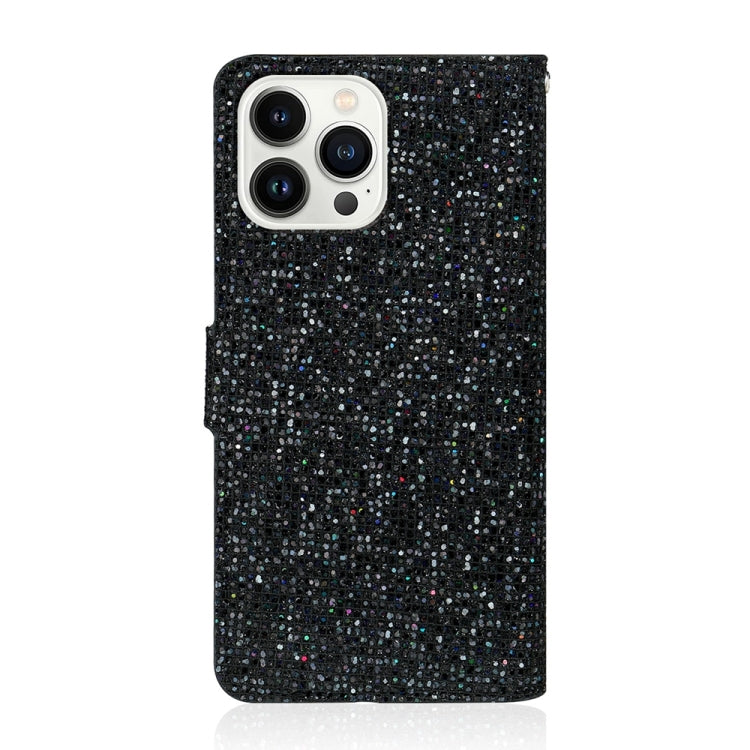 For iPhone 15 Pro Max Glitter Powder Filp Leather Phone Case(Black) - HoMEdemic™ 