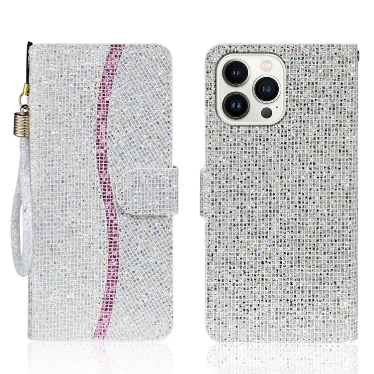 For iPhone 15 Pro Glitter Powder Filp Leather Phone Case(Silver) - HoMEdemic™ 