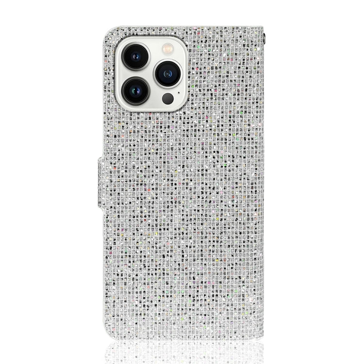 For iPhone 15 Pro Glitter Powder Filp Leather Phone Case(Silver) - HoMEdemic™ 