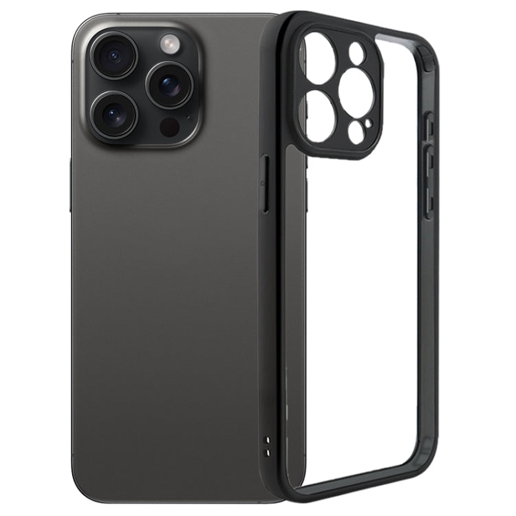 For iPhone 15 Pro Max Fine Pore Frosted TPU + Transparent PC Phone Case(Black) - HoMEdemic™ 