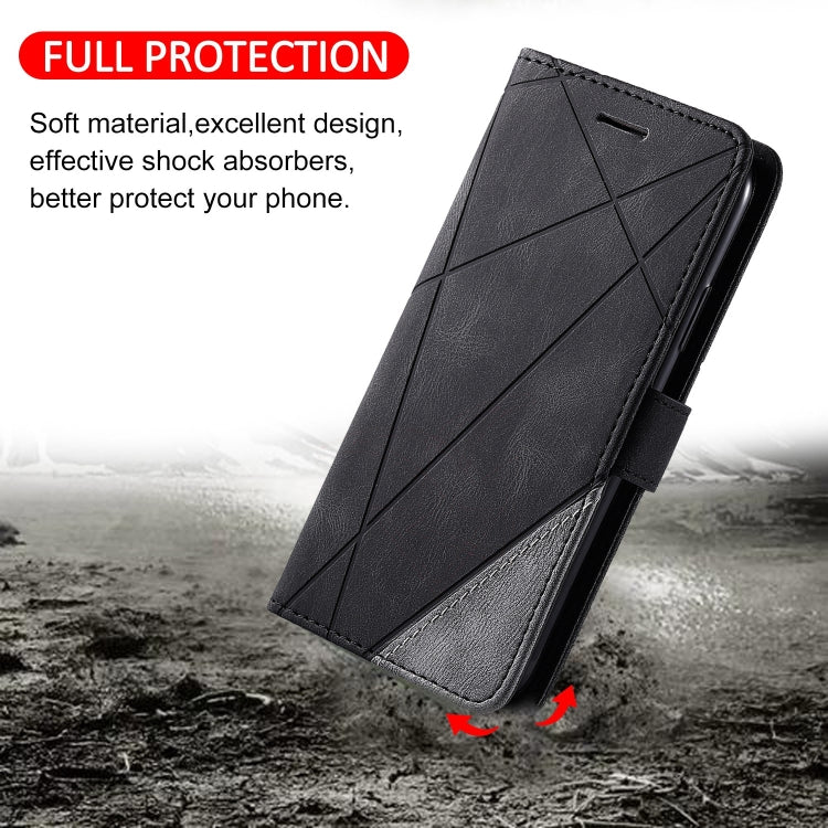 For iPhone 15 Pro Skin Feel Splicing Leather Phone Case(Black) - HoMEdemic™ 
