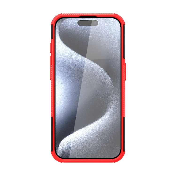 For iPhone 15 Pro Tire Texture TPU + PC Phone Case with Holder(Red) - HoMEdemic™ 
