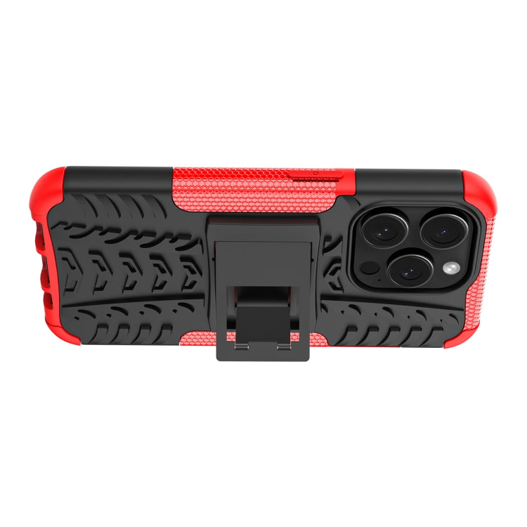 For iPhone 15 Pro Tire Texture TPU + PC Phone Case with Holder(Red) - HoMEdemic™ 