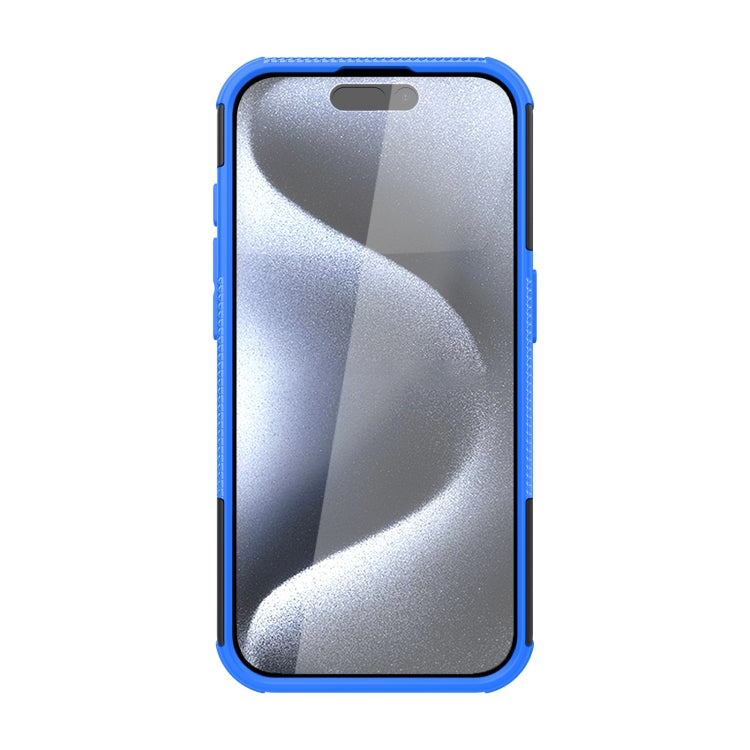 For iPhone 15 Pro Tire Texture TPU + PC Phone Case with Holder(Blue) - HoMEdemic™ 