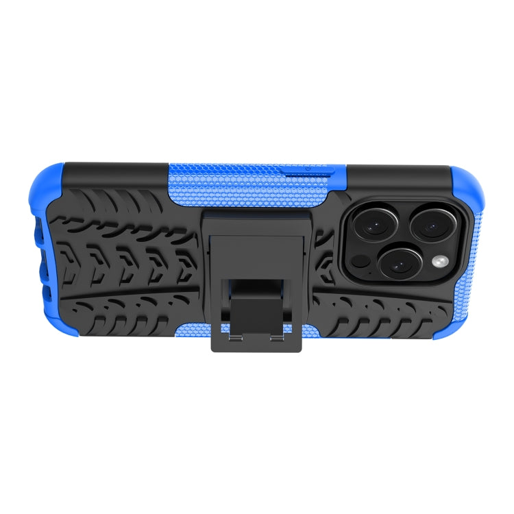 For iPhone 15 Pro Tire Texture TPU + PC Phone Case with Holder(Blue) - HoMEdemic™ 