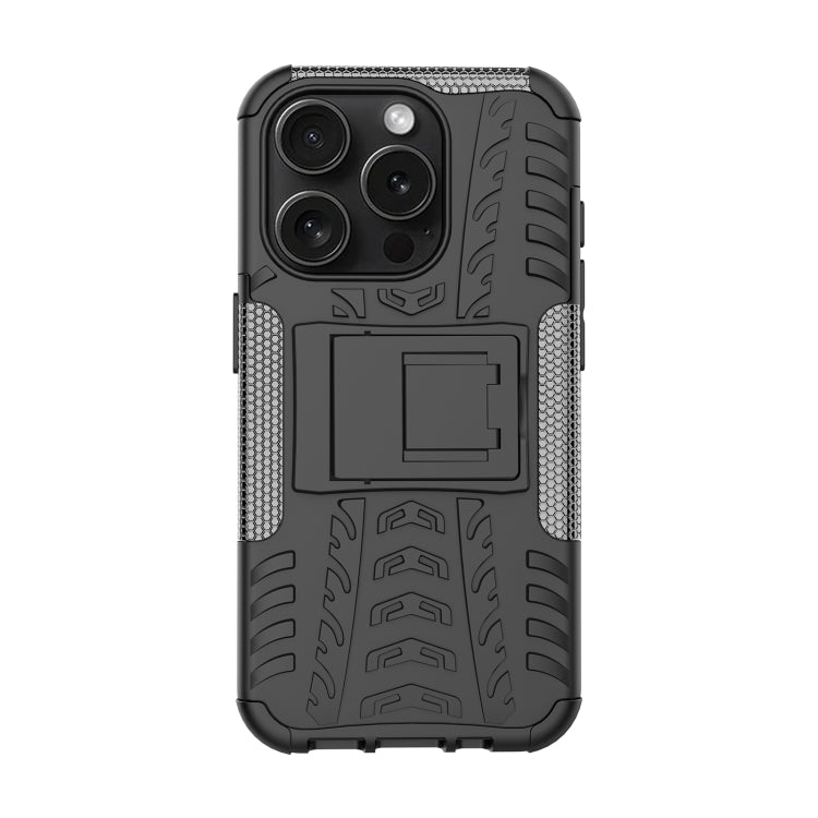 For iPhone 15 Pro Tire Texture TPU + PC Phone Case with Holder(Black) - HoMEdemic™ 