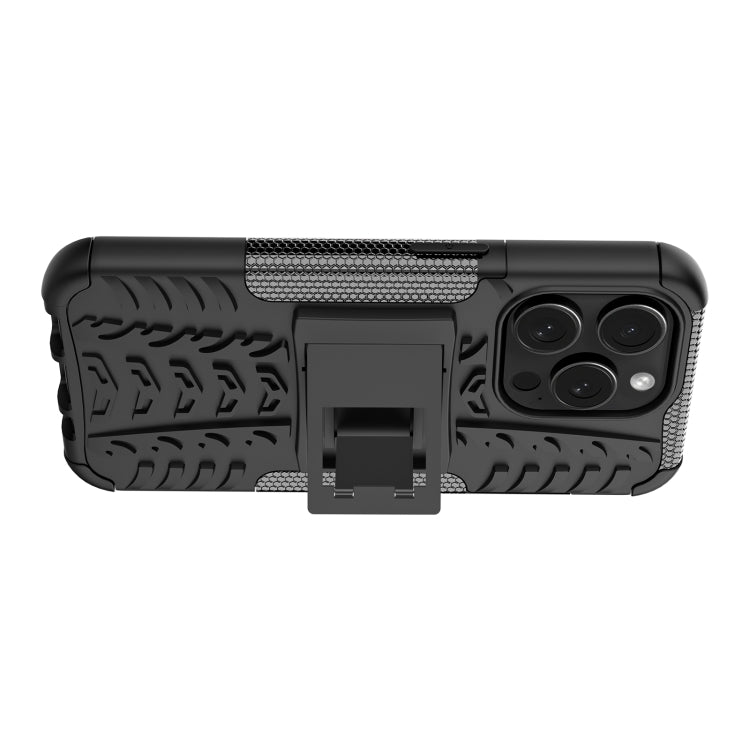For iPhone 15 Pro Tire Texture TPU + PC Phone Case with Holder(Black) - HoMEdemic™ 