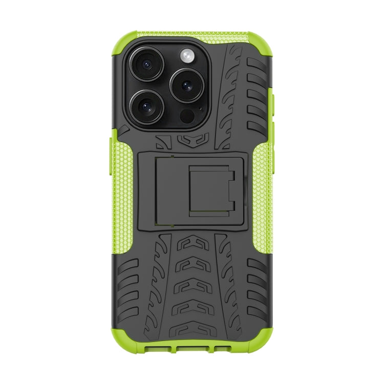 For iPhone 15 Pro Tire Texture TPU + PC Phone Case with Holder(Green) - HoMEdemic™ 