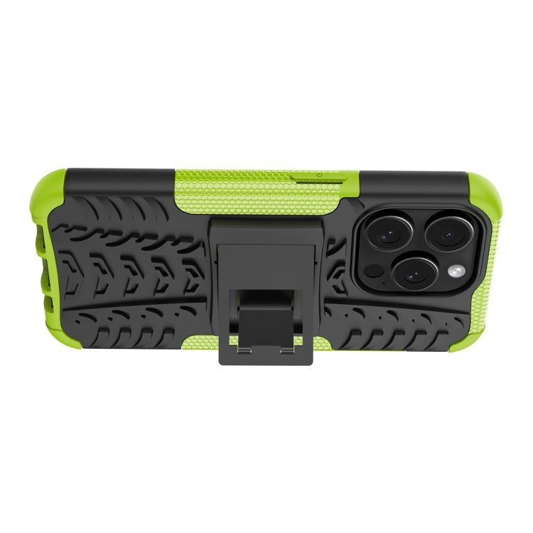 For iPhone 15 Pro Tire Texture TPU + PC Phone Case with Holder(Green) - HoMEdemic™ 