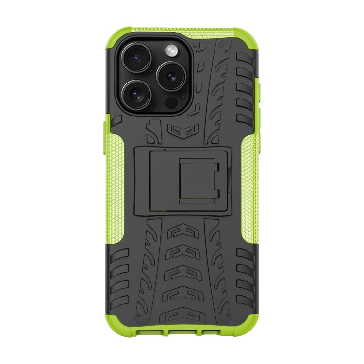 For  iPhone 15 Pro Max Tire Texture TPU + PC Phone Case with Holder(Green) - HoMEdemic™ 