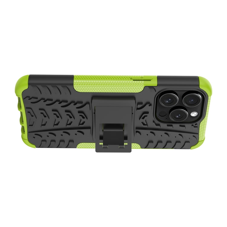 For  iPhone 15 Pro Max Tire Texture TPU + PC Phone Case with Holder(Green) - HoMEdemic™ 
