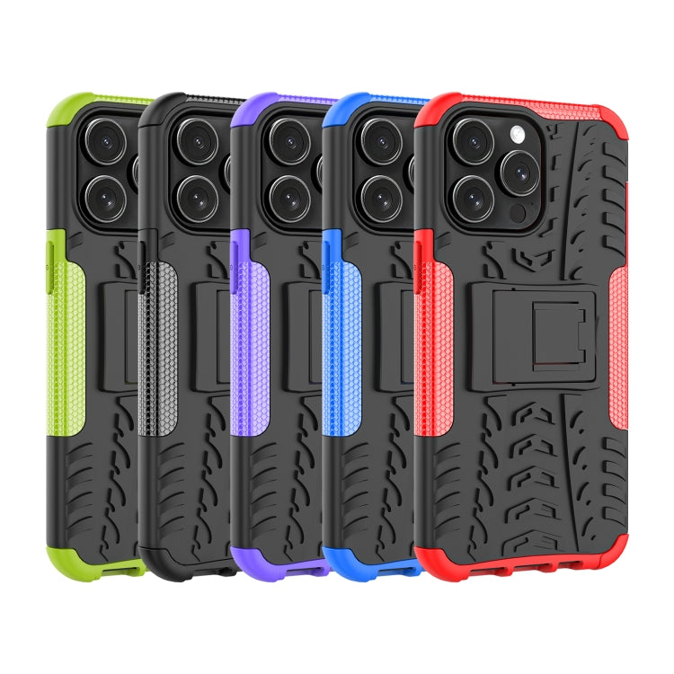 For  iPhone 15 Pro Max Tire Texture TPU + PC Phone Case with Holder(Green) - HoMEdemic™ 