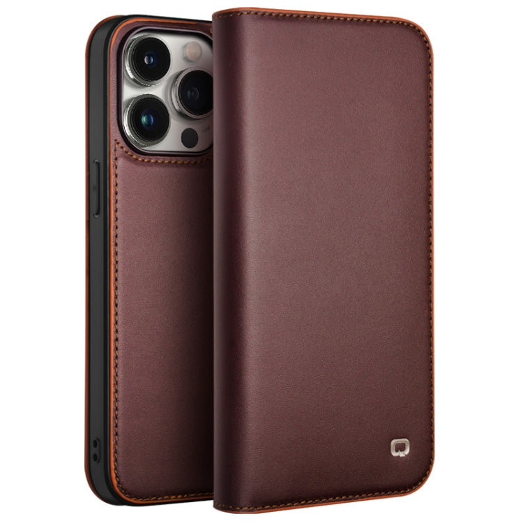 For iPhone 15 Pro QIALINO Classic Gen2 Genuine Leather Phone Case(Brown) - HoMEdemic™ 