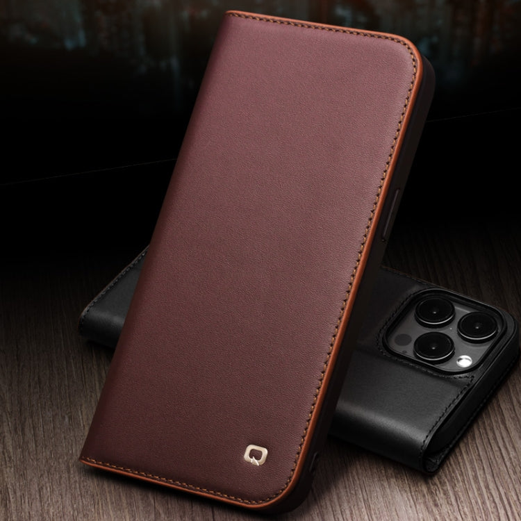 For iPhone 15 QIALINO Classic Gen2 Genuine Leather Phone Case(Brown) - HoMEdemic™ 