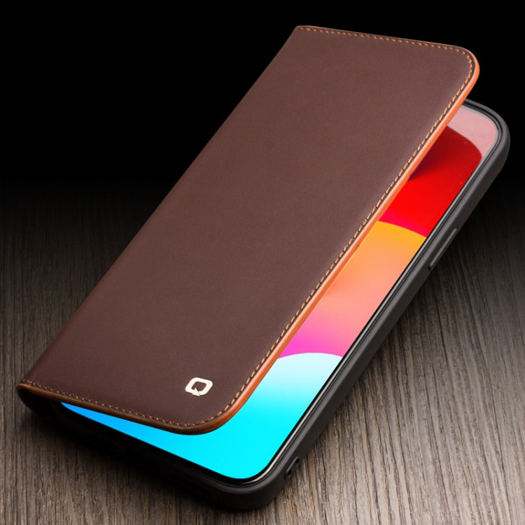 For iPhone 15 QIALINO Classic Gen2 Genuine Leather Phone Case(Brown) - HoMEdemic™ 
