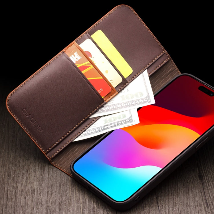 For iPhone 15 QIALINO Classic Gen2 Genuine Leather Phone Case(Brown) - HoMEdemic™ 