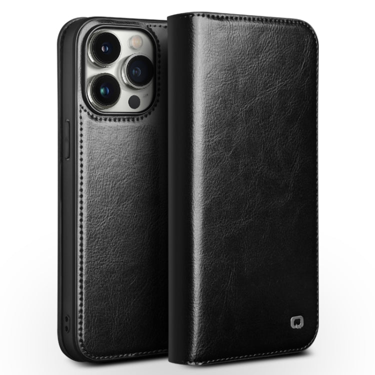 For iPhone 15 Pro QIALINO Classic Genuine Leather Phone Case(Black) - HoMEdemic™ 