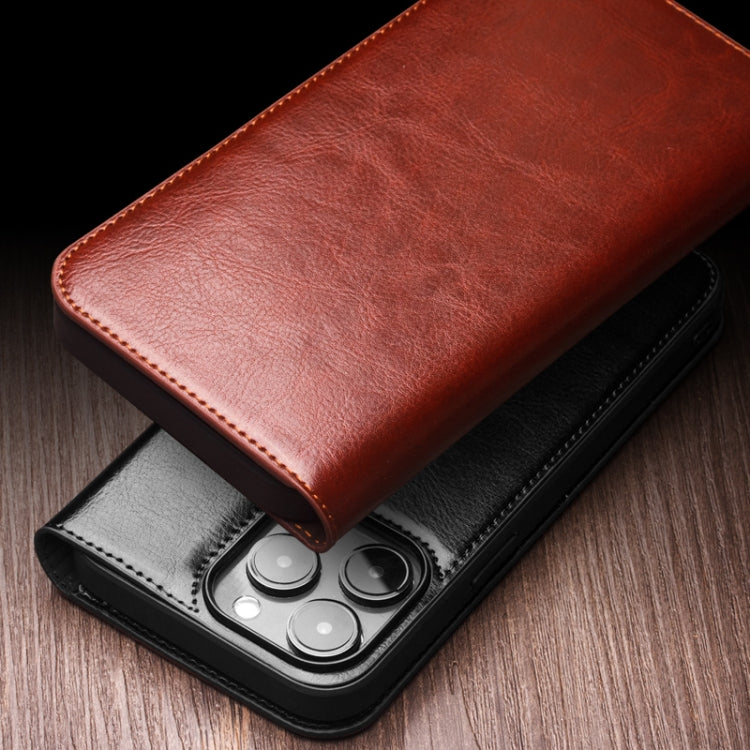 For iPhone 15 QIALINO Classic Genuine Leather Phone Case(Brown) - HoMEdemic™ 