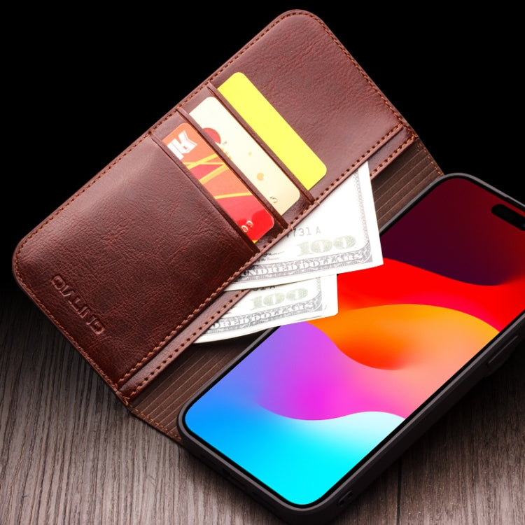 For iPhone 15 QIALINO Classic Genuine Leather Phone Case(Brown) - HoMEdemic™ 