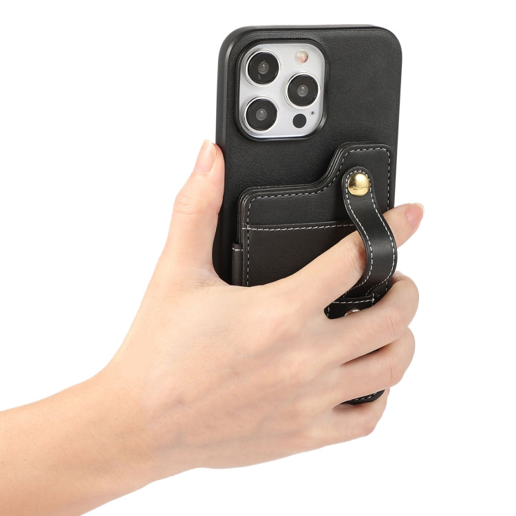 For iPhone 15 Pro Max 01 RFID Card Bag Cowhide Texture PU Phone Case(Black) - HoMEdemic™ 