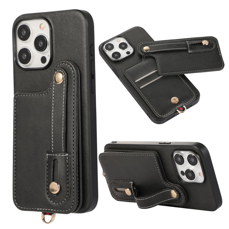For iPhone 15 Pro Max 03 RFID Card Bag Cowhide Texture PU Phone Case(Black) - HoMEdemic™ 