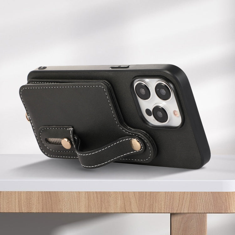 For iPhone 15 Pro Max 03 RFID Card Bag Cowhide Texture PU Phone Case(Black) - HoMEdemic™ 