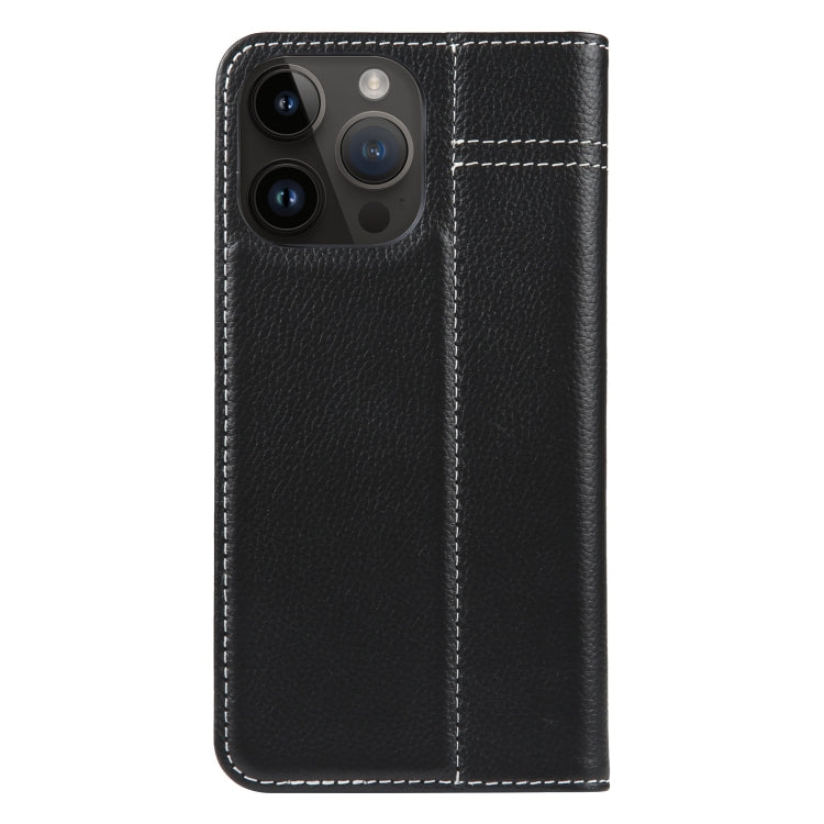 For iPhone 15 Pro Max GEBEI Top-grain Horizontal Flip Leather Phone Case(Black) - HoMEdemic™ 