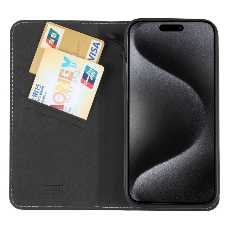 For iPhone 15 Pro Max GEBEI Top-grain Horizontal Flip Leather Phone Case(Black) - HoMEdemic™ 