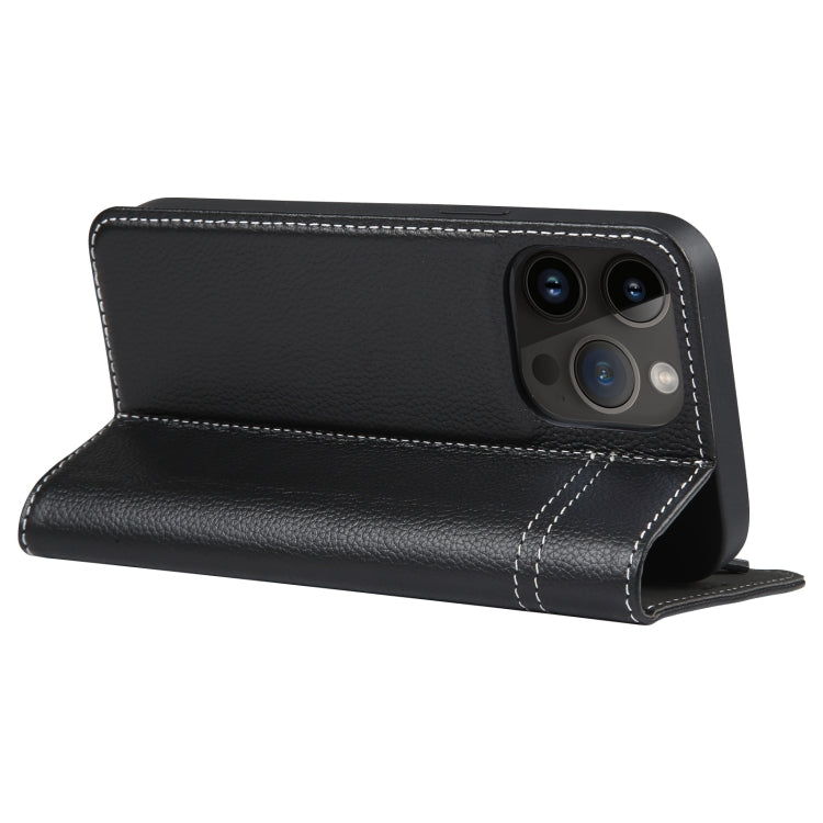 For iPhone 15 Pro Max GEBEI Top-grain Horizontal Flip Leather Phone Case(Black) - HoMEdemic™ 