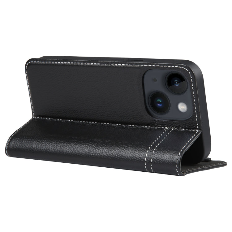 For iPhone 15 Plus GEBEI Top-grain Horizontal Flip Leather Phone Case(Black) - HoMEdemic™ 