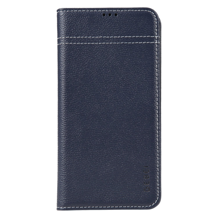 For iPhone 15 Plus GEBEI Top-grain Horizontal Flip Leather Phone Case(Blue) - HoMEdemic™ 