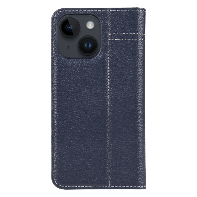 For iPhone 15 Plus GEBEI Top-grain Horizontal Flip Leather Phone Case(Blue) - HoMEdemic™ 