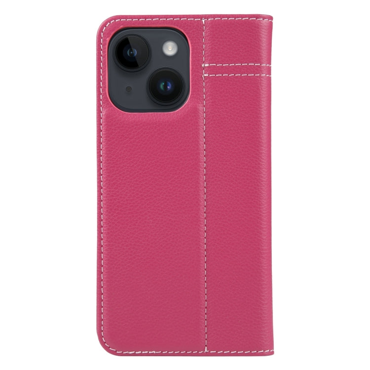 For iPhone 15 Plus GEBEI Top-grain Horizontal Flip Leather Phone Case(Rose Red) - HoMEdemic™ 