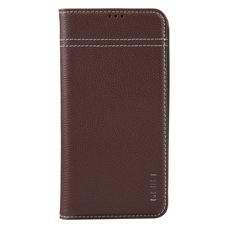 For iPhone 15 Plus GEBEI Top-grain Horizontal Flip Leather Phone Case(Brown) - HoMEdemic™ 