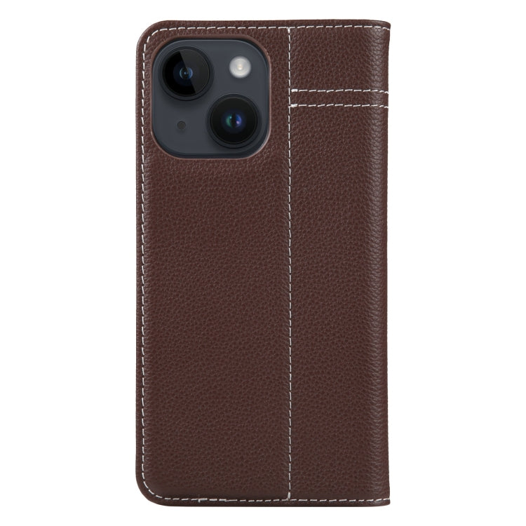 For iPhone 15 Plus GEBEI Top-grain Horizontal Flip Leather Phone Case(Brown) - HoMEdemic™ 