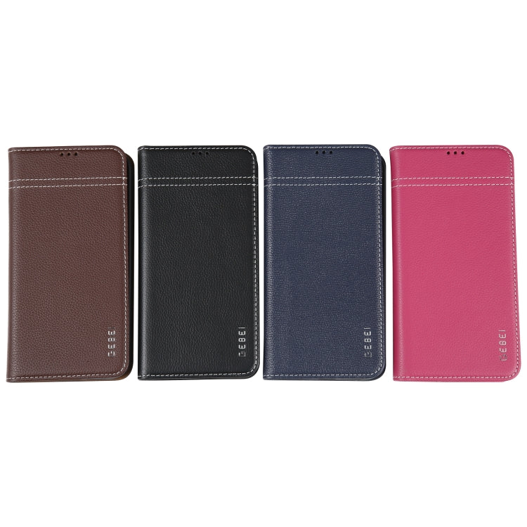 For iPhone 15 Plus GEBEI Top-grain Horizontal Flip Leather Phone Case(Blue) - HoMEdemic™ 
