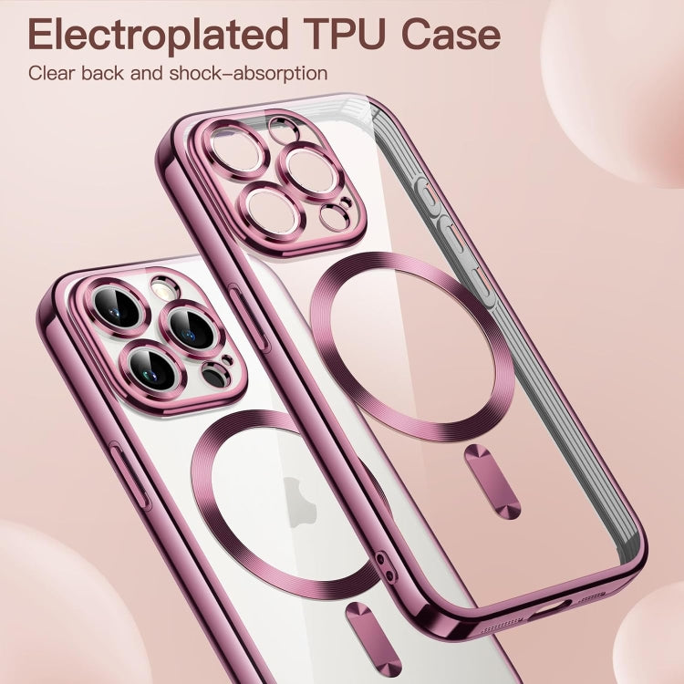 For iPhone 15 Pro Transparent Electroplated Magsafe Magnetic TPU Phone Case(Pink) - HoMEdemic™ 
