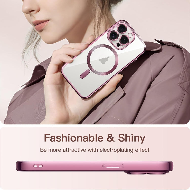 For iPhone 15 Pro Transparent Electroplated Magsafe Magnetic TPU Phone Case(Pink) - HoMEdemic™ 