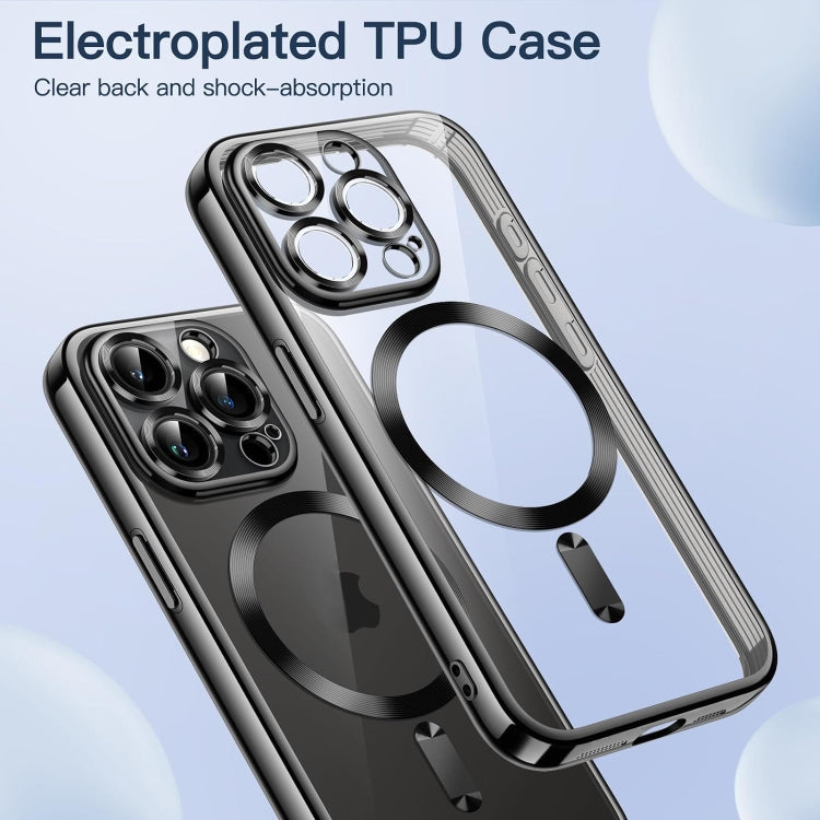 For iPhone 15 Pro Transparent Electroplated Magsafe Magnetic TPU Phone Case(Black) - HoMEdemic™ 