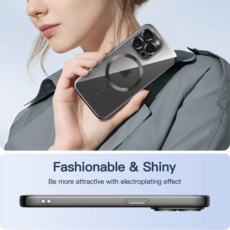 For iPhone 15 Pro Transparent Electroplated Magsafe Magnetic TPU Phone Case(Black) - HoMEdemic™ 