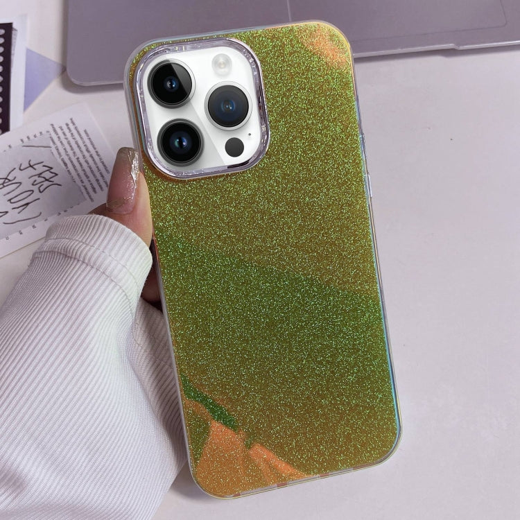 For iPhone 15 Pro Electroplated Frame IMD Glitter Powder Phone Case(Yellow) - HoMEdemic™ 