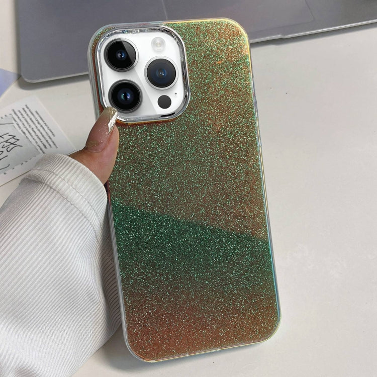 For iPhone 15 Pro Electroplated Frame IMD Glitter Powder Phone Case(Green) - HoMEdemic™ 