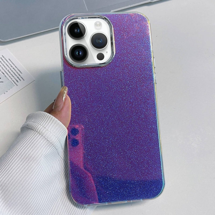 For iPhone 15 Pro Electroplated Frame IMD Glitter Powder Phone Case(Blue) - HoMEdemic™ 