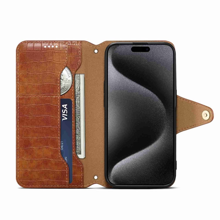 For iPhone 15 Denior Crocodile Texture Oil Edge Leather Phone Case(Brown) - HoMEdemic™ 