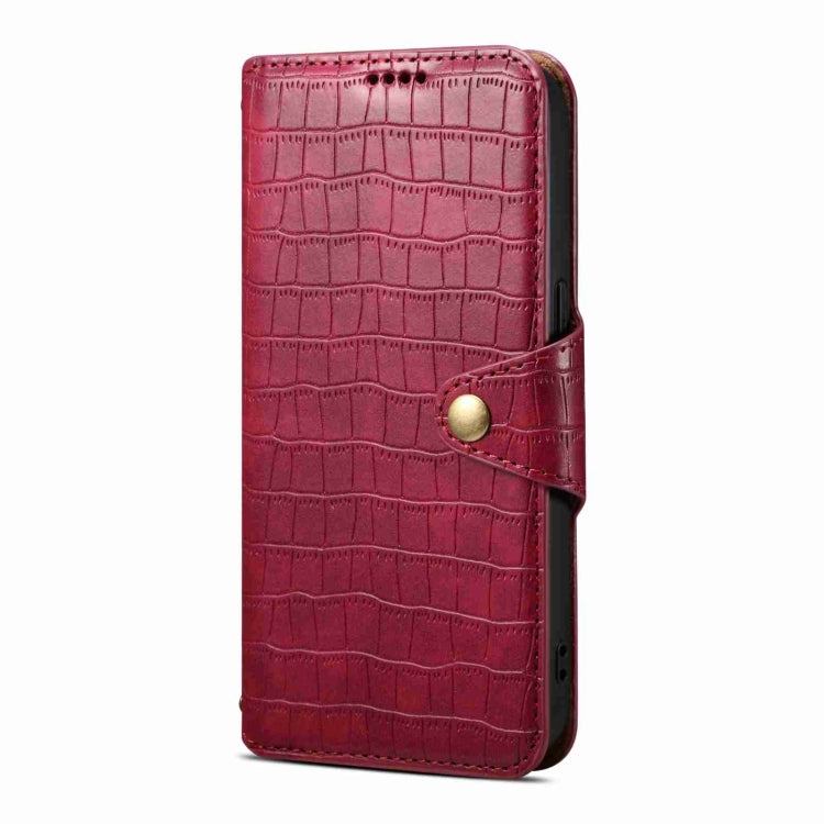 For iPhone 15 Denior Crocodile Texture Oil Edge Leather Phone Case(Rose Red) - HoMEdemic™ 