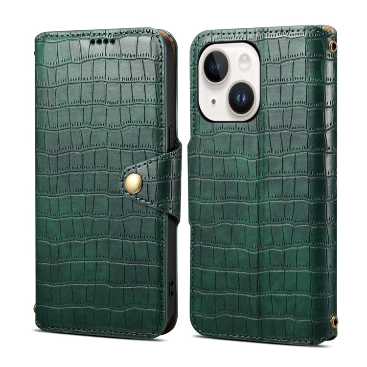 For iPhone 15 Denior Crocodile Texture Oil Edge Leather Phone Case(Green) - HoMEdemic™ 