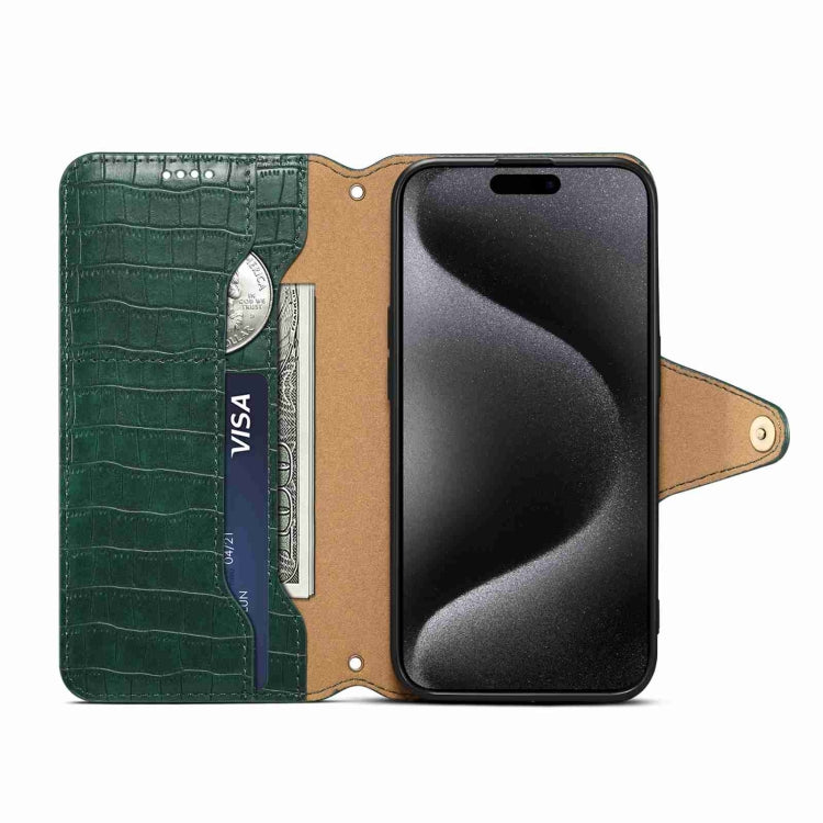 For iPhone 15 Denior Crocodile Texture Oil Edge Leather Phone Case(Green) - HoMEdemic™ 