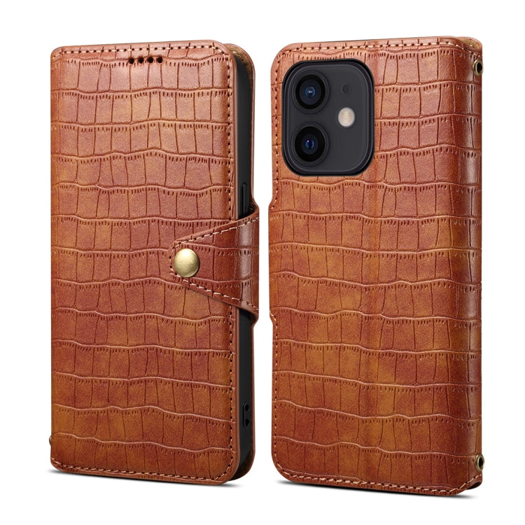 For iPhone 11 Denior Crocodile Texture Oil Edge Leather Phone Case(Brown) - HoMEdemic™ 